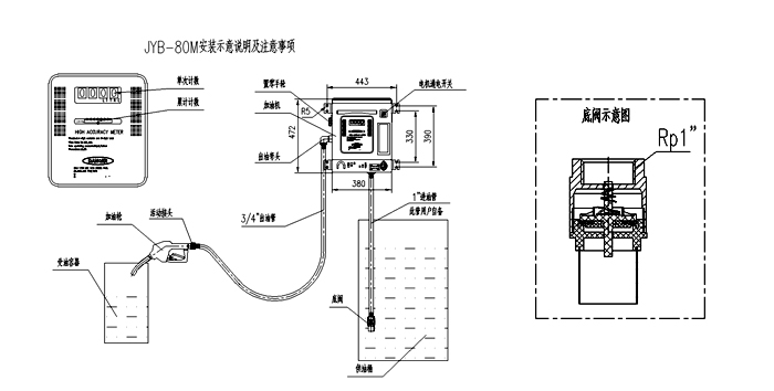 JYB-80M型加油機安裝尺寸圖